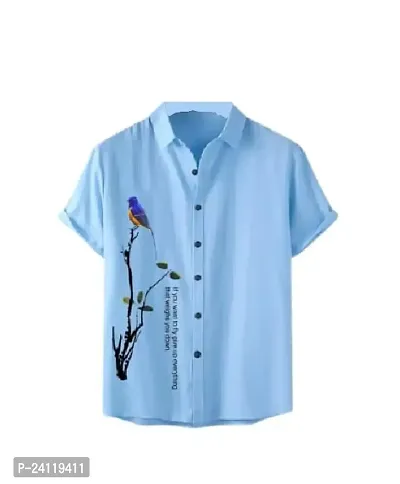 RK HUB Men's Lycra Cottton Digital Print Casual New Shirt (Large, Aadi LINE) (X-Large, Blue CHAKLI)