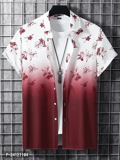 SL FASHION Men's Shirts Casual Shirts Formal Shirt (X-Large, Maroon Flower)-thumb2