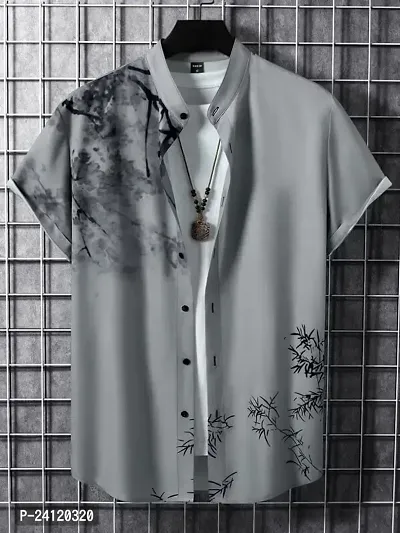 Uiriuy Men's Lycra Digital Print Casual New Shirt Casual Shirts (X-Large, Grey Tree)-thumb2