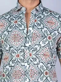 SL FASHION Funky Printed Shirt for Men Half Sleeves (X-Large, Brown Round)-thumb3