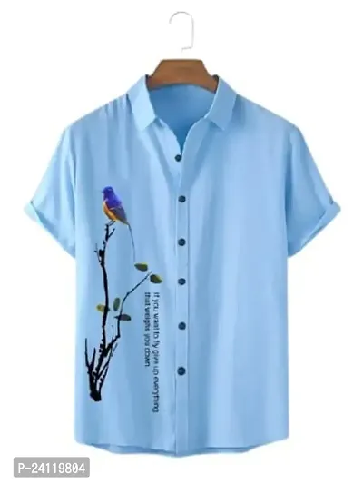 RK HUB Men's Lycra Striped Half Sleeve Casual Spread Collared Shirt (Blue) (XL, 1)-thumb0