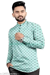 RK HUB Men's Digital Ptinted Half Sleeve Rayon Kurtas (X-Large, BIUE)-thumb3