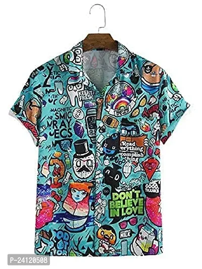 RK HUB Men's Lycra Cottton Digital Print Casual Shirt (X-Large, DONT'BELIVE)-thumb4