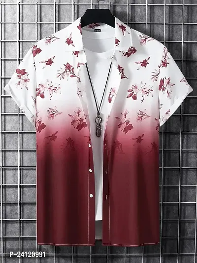 Uiriuy Shirt for Men || Casual Shirt for Men || Men Stylish Shirt || Men Printed Shirt (X-Large, Maroon Flower)-thumb2