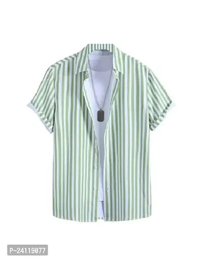 SL FASHION Funky Printed Shirt for Men Half Sleeves (X-Large, Green LINE)-thumb0