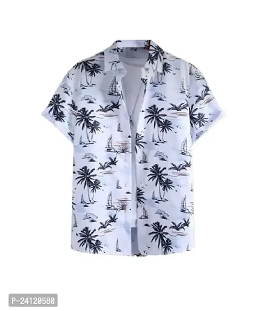 Uiriuy Men Regular Fit Floral Print Cut Away Collar Casual Shirt (X-Large, Treen)-thumb0