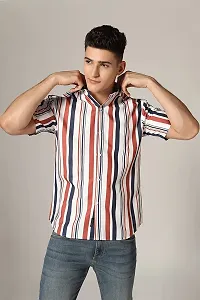 Uiriuy Men's Lycra Digital Print Casual New Shirt Casual Shirts (X-Large, REDWhite LINE)-thumb2