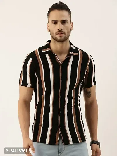 Uiriuy Funky Printed Shirt for Men (X-Large, Black  Brown LINE)-thumb5