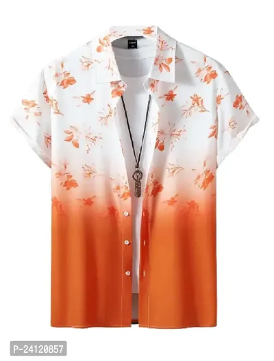 Uiriuy Shirt for Men || Casual Shirt for Men || Men Printed Shirt (X-Large, Orange Flower)