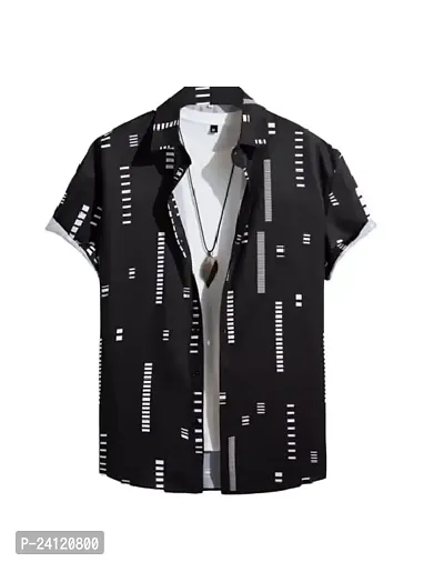 Uiriuy Men's Lycra Digital Print Casual Shirt (X-Large, Black Box)