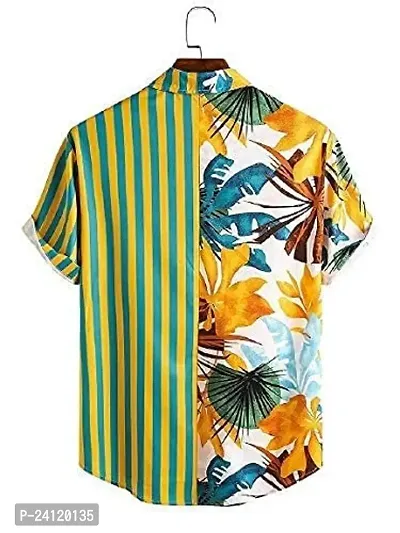 Uiriuy Men's Lycra Digital Print Casual Shirt (X-Large, Yellow GOVA)-thumb3