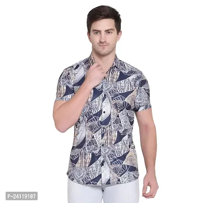 SL FASHION Funky Printed Shirt for Men Half Sleeves (X-Large, Grey Mix)-thumb0