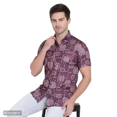 RK HUB Men's Lycra Digital Print Casual New Shirt (X-Large, PURPUL Shirt)-thumb5