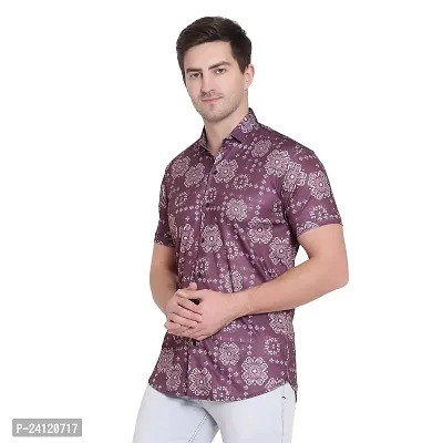 RK HUB Men's Lycra Digital Print Casual New Shirt (X-Large, PURPUL Shirt)-thumb3