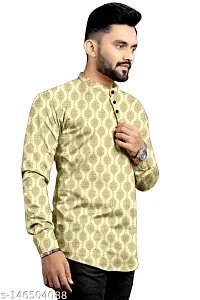 RK HUB Men's Casual Short Kurta for Men Long Sleeve (X-Large, Cream KURTO)-thumb2