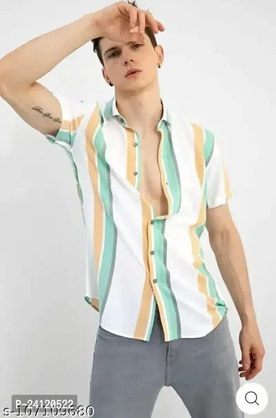 Uiriuy Shirt for Men || Casual Shirt for Men || Men Stylish Shirt || (X-Large, Orange  White)-thumb3