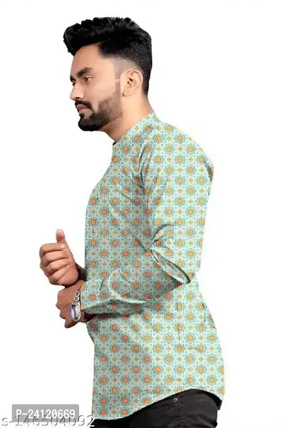 RK HUB Men's Casual Short Kurta for Men Long Sleeve (X-Large, Orange KURTO)-thumb3