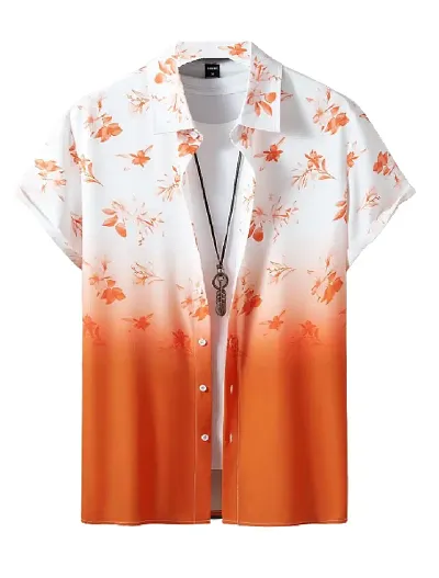 Hmkm Men Casual Shirts (X-Large, Flower)