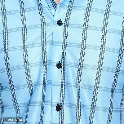 RK HUB Men's Lycra Striped Half Sleeve Casual Spread Collared Shirt (Royal Blue) (XL, 1)-thumb4