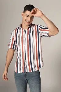 Uiriuy Funky Printed Shirt for Men (X-Large, REDWhite LINE)-thumb1