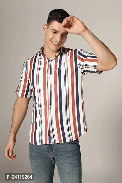 Uiriuy Funky Printed Shirt for Men (X-Large, REDWhite LINE)-thumb2