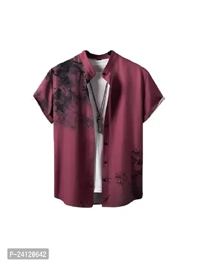 Hmkm Funky Printed Shirt for Men Half Sleeves (X-Large, RED Tree)