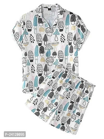 SL Fashion Men's Printed Pajama Sets (X-Large, MASHROOM Shorts)