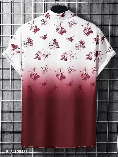 Uiriuy Men's Lycra Digital Print Casual New Shirt Casual Shirts (X-Large, RED Flower)-thumb3