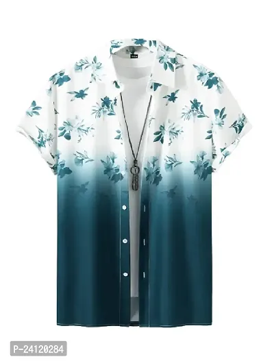 Uiriuy Cotton Solid Half Sleeve Shirt for Men (X-Large, Sky Flower)