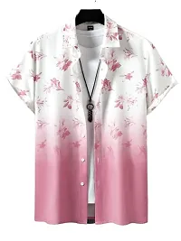 Uiriuy Men's Lycra Digital Print Casual New Shirt Casual Shirts (X-Large, Pink Flower)-thumb4