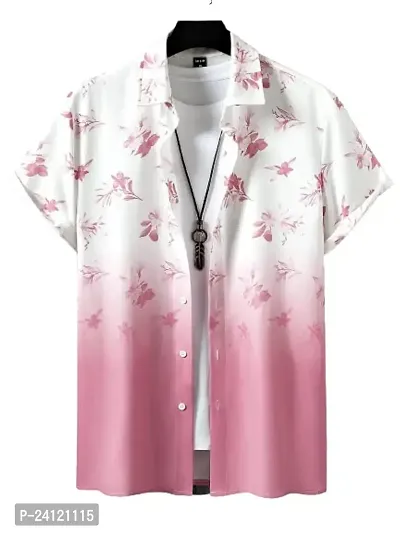 Uiriuy Men's Lycra Digital Print Casual New Shirt Casual Shirts (X-Large, Pink Flower)-thumb5