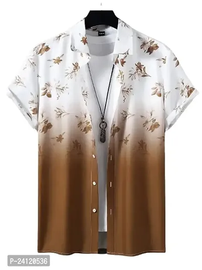 Uiriuy Men's Lycra Digital Print Casual Shirt (X-Large, Brown Flower)-thumb5