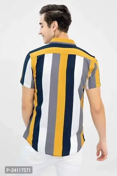 RK HUB Men's Lycra Cottton Digital Print Casual New Shirt (Large, Aadi LINE) (X-Large, New Yellow)-thumb5