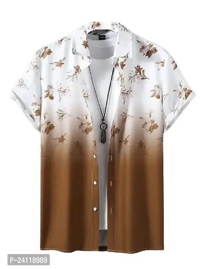 Uiriuy Funky Printed Shirt for Men (X-Large, Brown Flower)