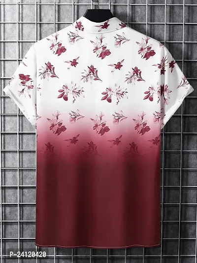 Uiriuy Cotton Solid Half Sleeve Shirt for Men (X-Large, Maroon Flower)-thumb3