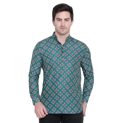 RK HUB Men's Casual Short Kurta for Men Long Sleeve (X-Large, 723)