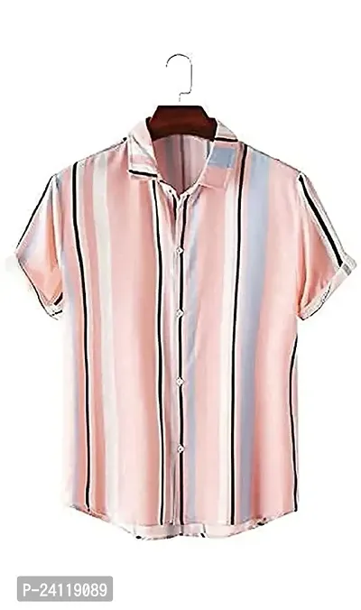 SL FASHION Funky Printed Shirt for Men Half Sleeves (X-Large, Pink Patti)