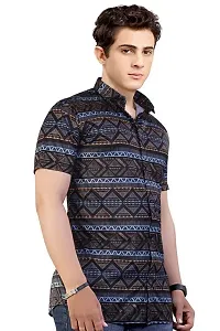 RK HUB Men's Lycra Cottton Digital Print Casual Shirt (X-Large, New Black)-thumb2