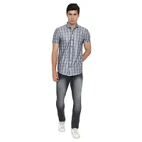 RK HUB Men's Lycra Striped Half Sleeve Casual Spread Collared Shirt (Gray) (XXL, 1)-thumb3