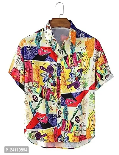 Hmkm Funky Printed Shirt for Men Half Sleeves (X-Large, red)-thumb2