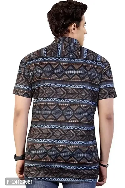 RK HUB Men's Lycra Cottton Digital Print Casual New Shirt (Large, Aadi LINE) (X-Large, New Black)-thumb4
