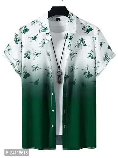 SL FASHION Funky Printed Shirt for Men. (X-Large, Green Flower)-thumb5