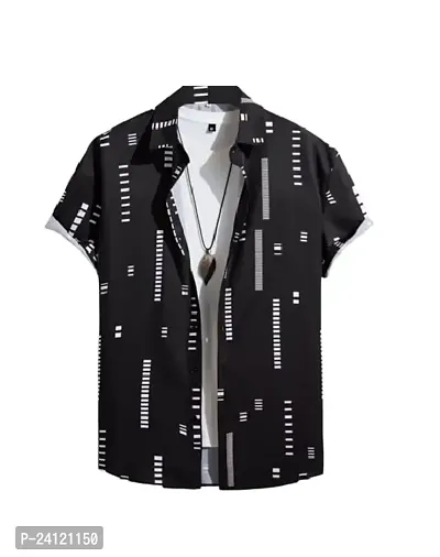 Uiriuy Men's Lycra Digital Print Casual Daily Wear Shirt (X-Large, Black Box)