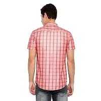 RK HUB Men's Lycra Striped Half Sleeve Casual Spread Collared Shirt (Red) (XL, 1)-thumb4