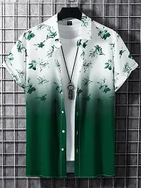 Uiriuy Men Regular Fit Floral Print Cut Away Collar Casual Shirt (X-Large, Green FIOWER)-thumb1