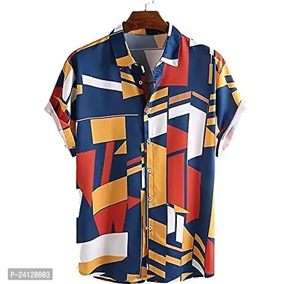 RK HUB Men's Lycra Digital Print Casual New Shirt. (X-Large, Orange)-thumb5