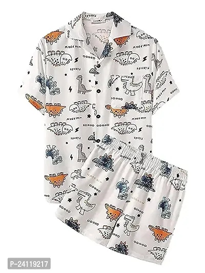 SL Fashion Men's Printed Pajama Sets (X-Large, Orange Shorts)