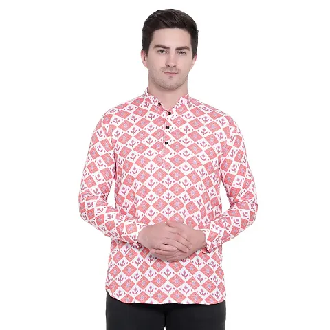 RK HUB Men's Casual Short Kurta for Men Long Sleeve