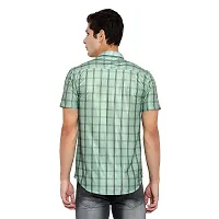 RK HUB Men's Lycra Striped Half Sleeve Casual Spread Collared Shirt (Green) (XXL, 1)-thumb3