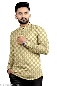 RK HUB Men's Casual Short Kurta for Men Long Sleeve (X-Large, Cream KURTO)-thumb4